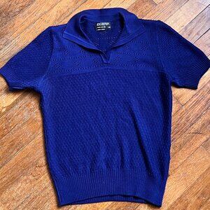 Vintage Royal Blue Short Sleeved Sweater From Madrid Spain